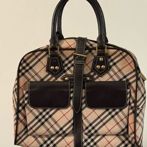 Burberry Beige and Black Checkered Handbag